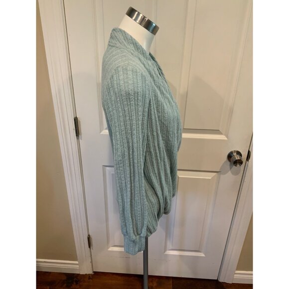 Maeve Light Blue Rib Knit V-Neck Wrap Sweater, Size XS - Picture 2 of 5
